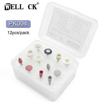 12pcs/Box WELLCK الأسنان الملمع عدة PK004 السرعة المنخفضة قبضة الأسنان مركب طقم الأسنان الخزف/الأسنان الطبيعية