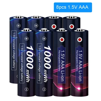 2-8Pcs 1.5 V AAA بطارية AAA 1.5 V بطارية ليثيوم أيون 1000mWh 1.5 v بطارية AAA