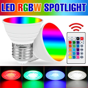 220 فولت RGB LED مصباح E27 التحكم الذكية E14 ضوء السحر لمبة GU10 MR16 LED الأضواء Lampada RGBW المنزل الموفرة للطاقة Bombillas 15W