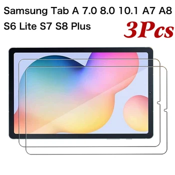 3Pcs Tempered Glass Screen Protector For Samsung Galaxy Tab S6 لايت S5E S7 S8 Tab A7 A8 8.0 10.1 9.7 10.4 10.5 11 2021 2022