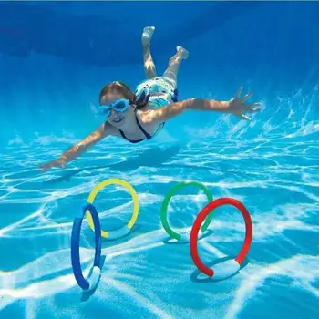 4pcs جديدة الغوص حلقات السباحة تحت الماء حلقات غرق لعبة تجمع حلقات الأطفال الغوص السباحة الدائري