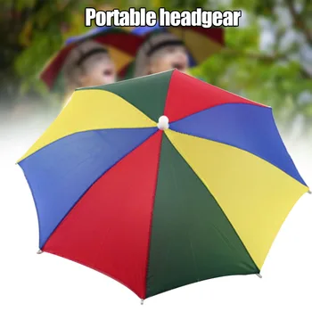 50cm قوس قزح مظلة قبعة قابلة للطي المحمولة للأطفال الكبار السفر لمسافات طويلة الصيد B2Cshop