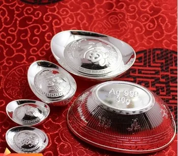 999 الفضة النقية yuanbao مجوهرات الفضة 0.5 g-50g