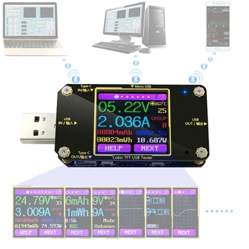 A3 USB اختبار اللون بلوتوث نوع C-الفولتميتر الرقمي الجهد dc الحالية متر مقياس التيار الكهربائي للكشف عن قوة البنك شاحن المؤشر