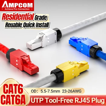 AMPCOM موصلات RJ45 وحدات التوصيل ، Cat6 Cat6A UTP Stecker شبكة Toolless موصل إيثرنت المقابس كابل أدوات الإنترنت مجانا