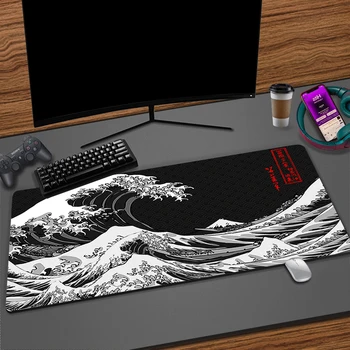 Black & White اليابان الفن موجات كبيرة لوحة الماوس الألعاب XL HD مخصصة جديدة مووسبد XXL Playmat عدم الانزلاق مكتب الكمبيوتر الفئران Pad