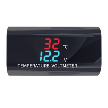 DC 12V LED استشعار درجة الحرارة الرقمية الفولتميتر 0.28 بوصة العرض المزدوج الحرارة الجهد اختبار متر على دراجة نارية سيارة