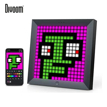 Divoom Pixoo إطار الصورة الرقمية ساعة منبه مع الفن بكسل برمجة شاشة LED ضوء النيون ديكور, هدية العام الجديد عام 2021