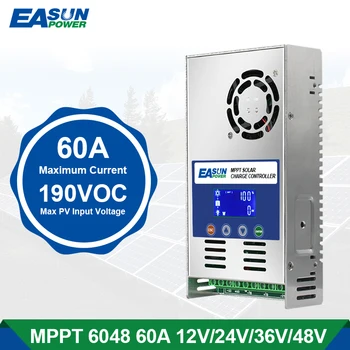 EASUN الطاقة الشمسية شاحن تحكم MPPT 60A و لوحة للطاقة الشمسية الطاقة الشمسية تهمة منظم 12V 24V 36V 48V البطارية المدخلات PV 190VOC