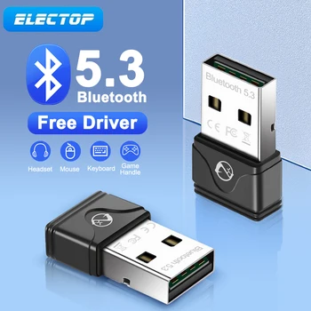 ELECTOP بلوتوث 5.3 محول دونجل USB بلوتوث 5.0 4.0 على جهاز الكمبيوتر وين لوحة المفاتيح اللاسلكية والماوس الموسيقى الصوت Adaptador