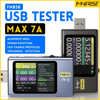 FNIRSI FNB58 اختبار الفولتميتر التيار الكهربائي USB اختبار مربع نوع C-شحن سريع البروتوكول قوة شرطة الزناد الكشف