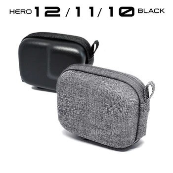 For GoPro Hero 12 11 10 9 أسود EVA حالة مصغرة حقيبة واقية الشظية عمل الكاميرا الرياضة بو شبه مفتوحة مغلقة كاملة صندوق تخزين