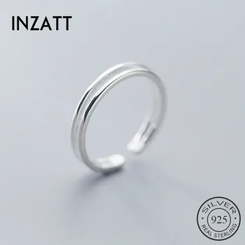 INZATT حقيقي 925 الفضة الاسترليني هندسية قابل للتعديل خاتم أزياء المرأة الطرف المجوهرات الراقية الحد الأدنى الكلاسيكية والاكسسوارات