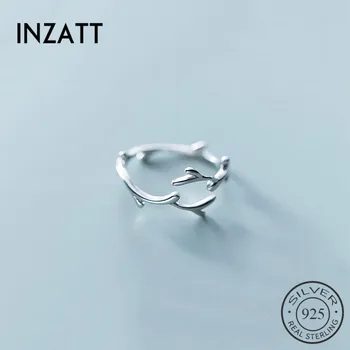 INZATT حقيقي 925 الفضة الاسترليني غير النظامية فروع قابل للتعديل خاتم أزياء المرأة الطرف المجوهرات والاكسسوارات لطيف هدية