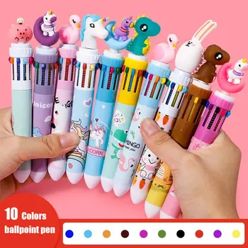 Kawaii قلم قابل للسحب 10 الألوان عبوات الكرتون لعبة للأطفال الكتابة على نحو سلس مدرسة اللوازم المكتبية والقرطاسية هلام القلم