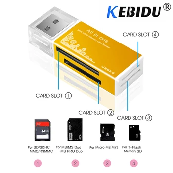 Kebidu جميع في 1 قارئ بطاقة الذاكرة USB 2.0 متعددة SD/SDHC MMC/RS MMC TF/مايكرو MS/MS PRO/MS DUO م2 بطاقة قارئ الجملة TF