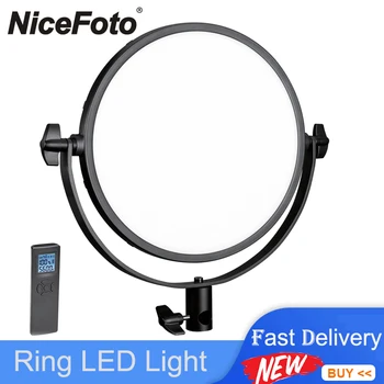 NiceFoto SL-360ARC 70W خاتم أدى ضوء الفيديو الوقوف استوديو الصور لوحة الإضاءة ثنائية اللون 3200-6500K ملء ضوء