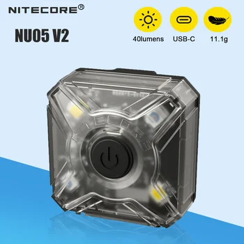 NITECORE NU05 V2 كشافات 40Lumens C-USB قابلة للشحن المصباح الأحمر الأبيض مصدر الضوء المزدوج خفيفة في الهواء الطلق مصباح إشارة