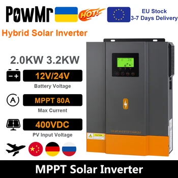 PowMr 3.2 KW الهجين الشمسية العاكس 230V 24V إلى MPPT 80A إخراج الشمسية الهجينة العاكس في بناء MPPT تحكم المسؤول الشمسية