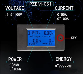 PZEM-051 DC متعددة الوظائف الرقمية الفولتميتر التيار الكهربائي 6.5-100V 4 IN1 السيارة الجهد تستر أمبير واط ساعة متر مع 100A تحويلة