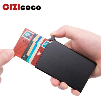 RFID مكافحة سرقة المحفظة الذكية رقيقة حامل بطاقة الهوية سيدات تلقائيا المعادن الصلبة بنك الائتمان حامل بطاقة الأعمال Mini