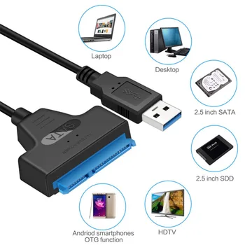 SATA to USB 3.0 / 2.0 نوع C محول كابل يصل إلى 6 جيجابت في الثانية 2.5 بوصة الأقراص الصلبة الخارجية القرص الصلب SSD 22 دبوس محول Sata III