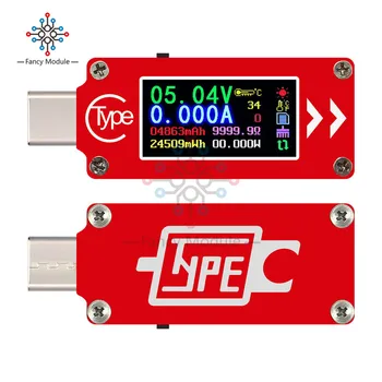 TC64 لون شاشات الكريستال السائل شاشة LCD USB الفولتميتر التيار الكهربائي الجهد الحالي متر نوع C المتعدد البطارية PD شحن بنك الطاقة USB اختبار
