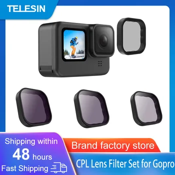 TELESIN 4 حزم ND8 ND16 ND32 CPL عدسة Filter Set for Gopro Hero 10 9 Black عمل اكسسوارات الكاميرا ND CPL سبيكة إطار العدسة