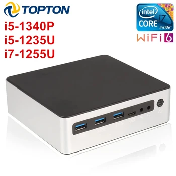 Topton مصغرة الألعاب PC i5 1340P i7 1255U 2xDDR5 NVMe SSD ويندوز 11 برو مجلس التوحيد الوطنى جيب ميني الكمبيوتر المحمولة الكمبيوتر 3x4K HTPC WiFi6
