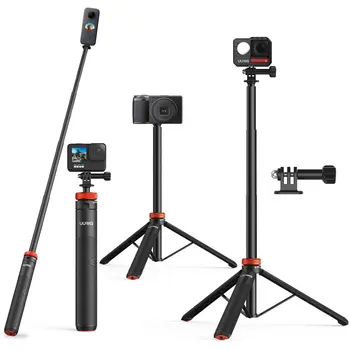 UURig 130cm الموسعة غير مرئية Selfie Stick Tripod for GoPro Hero 12 11 10 9 8 7 6 5 4 أوسمو العمل إنستا 360 واحد R عمل الكاميرا