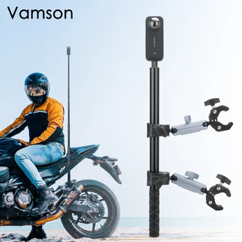 Vamson على Insta360 X3 واحد X2 دراجة نارية الدراجة مقطع مزدوج القوس مع الألومنيوم Selfie Stick for GoPro Hero 11 10 9 الملحقات