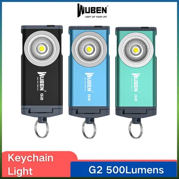 WUBEN G2 سلسلة المفاتيح الضوء 500Lumens نوع C-القابلة لإعادة الشحن 5 طرق الإضاءة المغناطيسي ذيل 175 درجة زاوية واسعة بروتابلي مصباح يدوي LED
