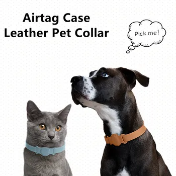 أحدث نمط Airtag واقية حالة جودة عالية جلد الحيوانات الأليفة الكلب القط طوق حلقة أبل نظام تحديد المواقع لمكافحة خسر الجهاز الملحقات