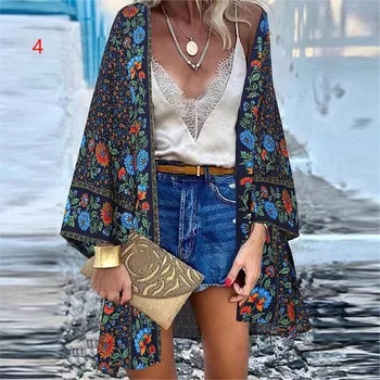 أزياء الطباعة معطف زائد حجم شاطئ الصيف سترة المرأة Casaco عارضة معطف الخريف سترة Y2K امرأة أعلى الملابس Jaquetas