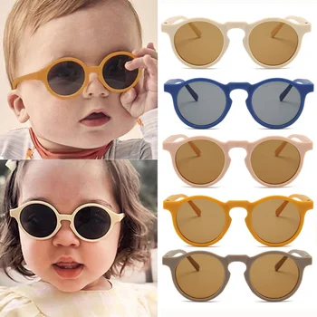 الأطفال الجديد خمر الجولة بلوري الشمس في الهواء الطلق النظارات الشمسية حماية الطفل الفتيات الاكريليك UV400 النظارات الشمسية أزياء الأطفال النظارات