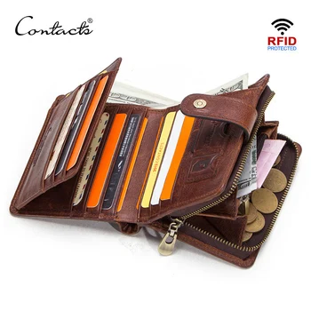 الاتصال الجلود RFID خمر المحفظة الرجال مع عملة جيب قصيرة محافظ سحاب صغيرة Walet مع حاملي بطاقة رجل مال