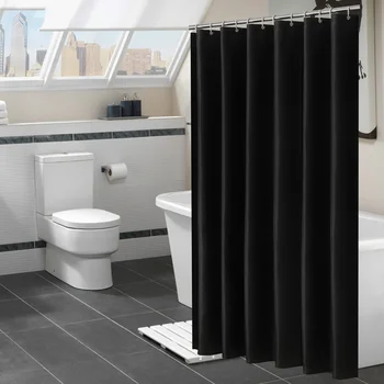 الحديث سوداء ستارة النسيج للماء لون ستارة الحمام حوض استحمام كبيرة واسعة حمام تغطية CY52802
