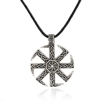 السلافية رمز الوثنية المجوهرات الشمس عجلة التميمة قلادة قلادة طويلة طلسم