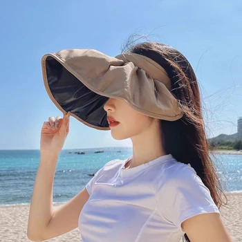 الصيف قذيفة مظلة قبعة الحماية من الأشعة فوق البنفسجية ذات الاستخدام المزدوج الشعر هوب قبعة الشمس للنساء الشاطئ في الهواء الطلق لينة قابلة للطي أسنانها واسعة دلو القبعات