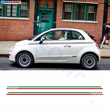 العلم الإيطالي خطوط السيارة خطوط الخصر ملصقات باب الجسم ملصقا مخصصة الجسم السيارات الاكسسوارات عن فيات 500