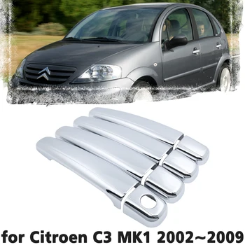 الفاخرة الكروم مقبض الباب الغطاء تقليم غطاء الحماية سيتروين C3 MK1 2002~2009 ملحق السيارات ملصقا 2003 2004 2005 2006
