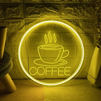 القهوة النيون 3D نحت الاكريليك النيون ضوء العرف الأعمال النيون علامات الصمام ضوء النيون على المقاهي متجر مطعم ديكور الغرفة