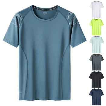 المتضخم 8XL البوليستر جيم قميص تي شيرت الرجال قصيرة الأكمام تشغيل قميص التدريب تجريب تيز لياقة بدنية الأعلى الرياضة تي شيرت