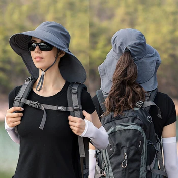 المرأة الحماية من الشمس الصياد قبعة الصيف تنفس أسنانها كبيرة من القبعات الشمس للنساء مكافحة -- الأشعة فوق البنفسجية المشي لمسافات طويلة السفر قبعة مع الرقبة الحرس