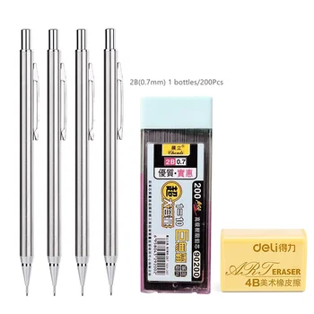 المهنية الميكانيكية قلم رصاص تعيين 0.5 0.7 0.9 0.3 mm المعدني الكامل فن الرسم الرسم التلقائي قلم رصاص مكتب واللوازم المدرسية ، 