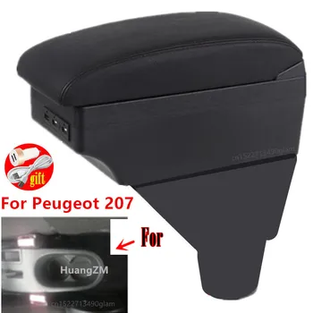 بيجو 207 مسند ذراع مربع الأجزاء الداخلية الخاصة التحديثية أجزاء السيارة مسند ذراع مركز صندوق تخزين مع USB الصمام الخفيفة