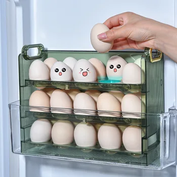 ثلاجة باب جانبي صندوق البيض متعدد الطبقات الكبير سعة 30 بيضة صندوق تخزين مع البط البيض رف على جانب الباب