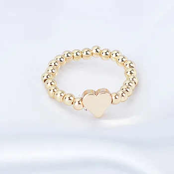 جديدة الكورية لون الذهب حبة القلب خواتم للنساء اليدوية حلقة مرنة بسيطة للتعديل المجوهرات هدية حفل زفاف