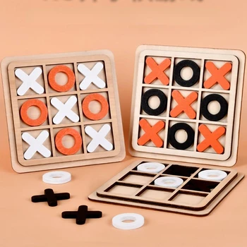 خشبي 3D لغز XO لعبة الشطرنج الطفل مونتيسوري الألعاب التعليمية للأطفال منطق التفكير التدريب الألغاز للأطفال تدريب الدماغ