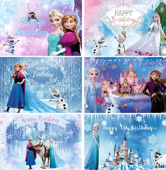 ديزني المجمدة إلسا الأميرة خلفية اطفال بنات حفلة عيد ميلاد ملكة الثلج الجليد في فصل الشتاء خلفية الصورة Photozone ديكور